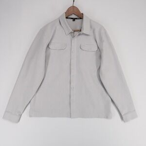 Public Rec Stretch Thermal Button Down Shirt Mens L Gray Long Sleeve Thermolite